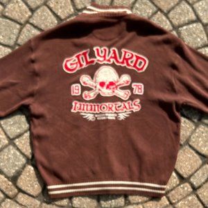 Vtg Y2K Gilyard 19MFG78 "Immortals" Brown Skull Cotton Sweater Jacket Sz XL EUC